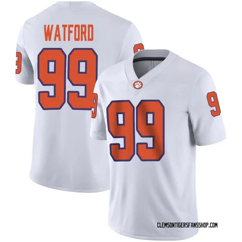Men's Nike Ari Watford Clemson Tigers Game White Football Jersey