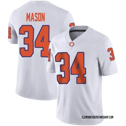 Men's Nike Armon Mason Clemson Tigers Game White Football Jersey