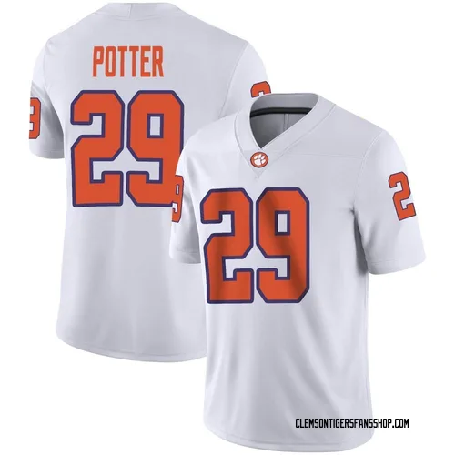Men's Nike B.T. Potter Clemson Tigers Game White Football Jersey