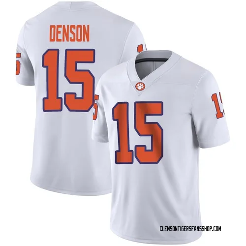 Men's Nike Chris Denson Clemson Tigers Game White Football Jersey