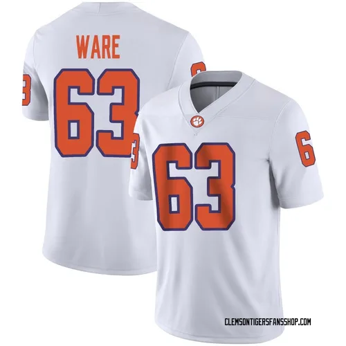 Men's Nike Easton Ware Clemson Tigers Game White Football Jersey