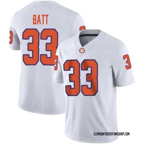 Men's Nike Griffin Batt Clemson Tigers Game White Football Jersey