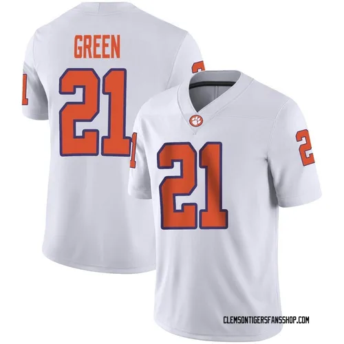 Men's Nike Jarvis Green Clemson Tigers Game White Football Jersey
