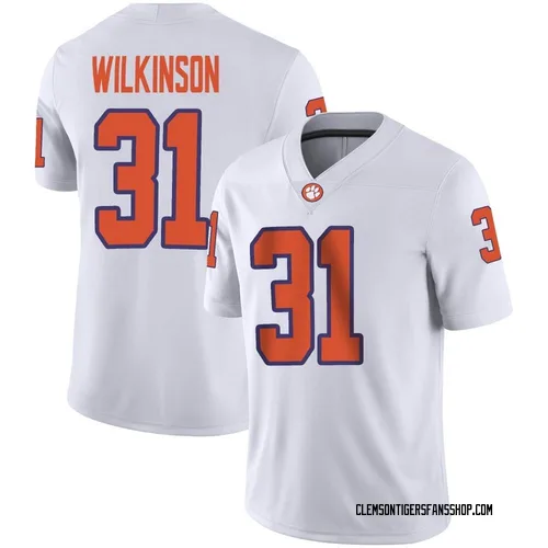 Men's Nike Joe Wilkinson Clemson Tigers Game White Football Jersey