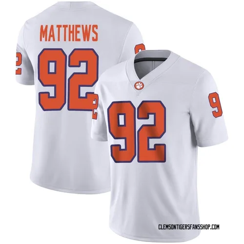 Men's Nike Levi Matthews Clemson Tigers Game White Football Jersey