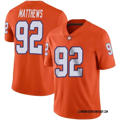 Men's Nike Levi Matthews Clemson Tigers Limited Orange Football Jersey