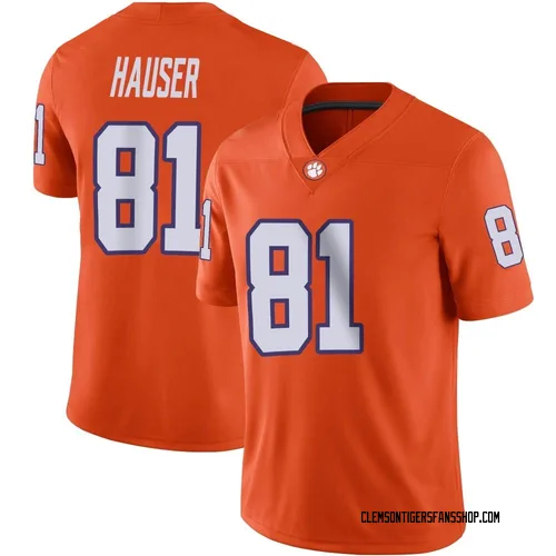 Men's Nike Nolan Hauser Clemson Tigers Game Orange Football Jersey