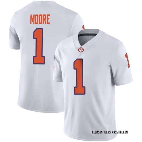 Men's Nike T.J. Moore Clemson Tigers Game White Football Jersey