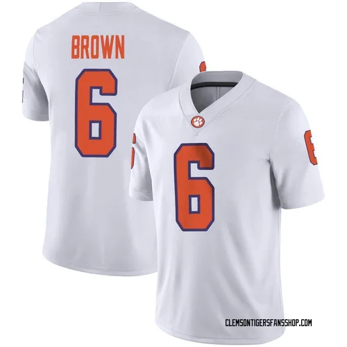 Men's Nike Tyler Brown Clemson Tigers Game White Football Jersey