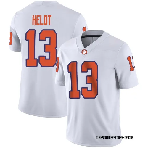 Men's Nike Will Heldt Clemson Tigers Game White Football Jersey