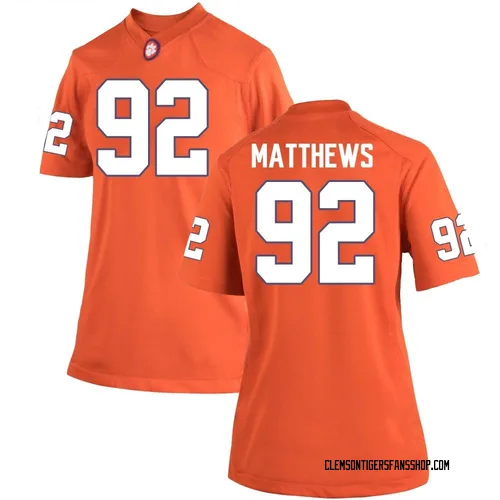 Women's Nike Levi Matthews Clemson Tigers Game Orange Team Color College Jersey
