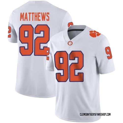 Youth Nike Levi Matthews Clemson Tigers Game White Football Jersey